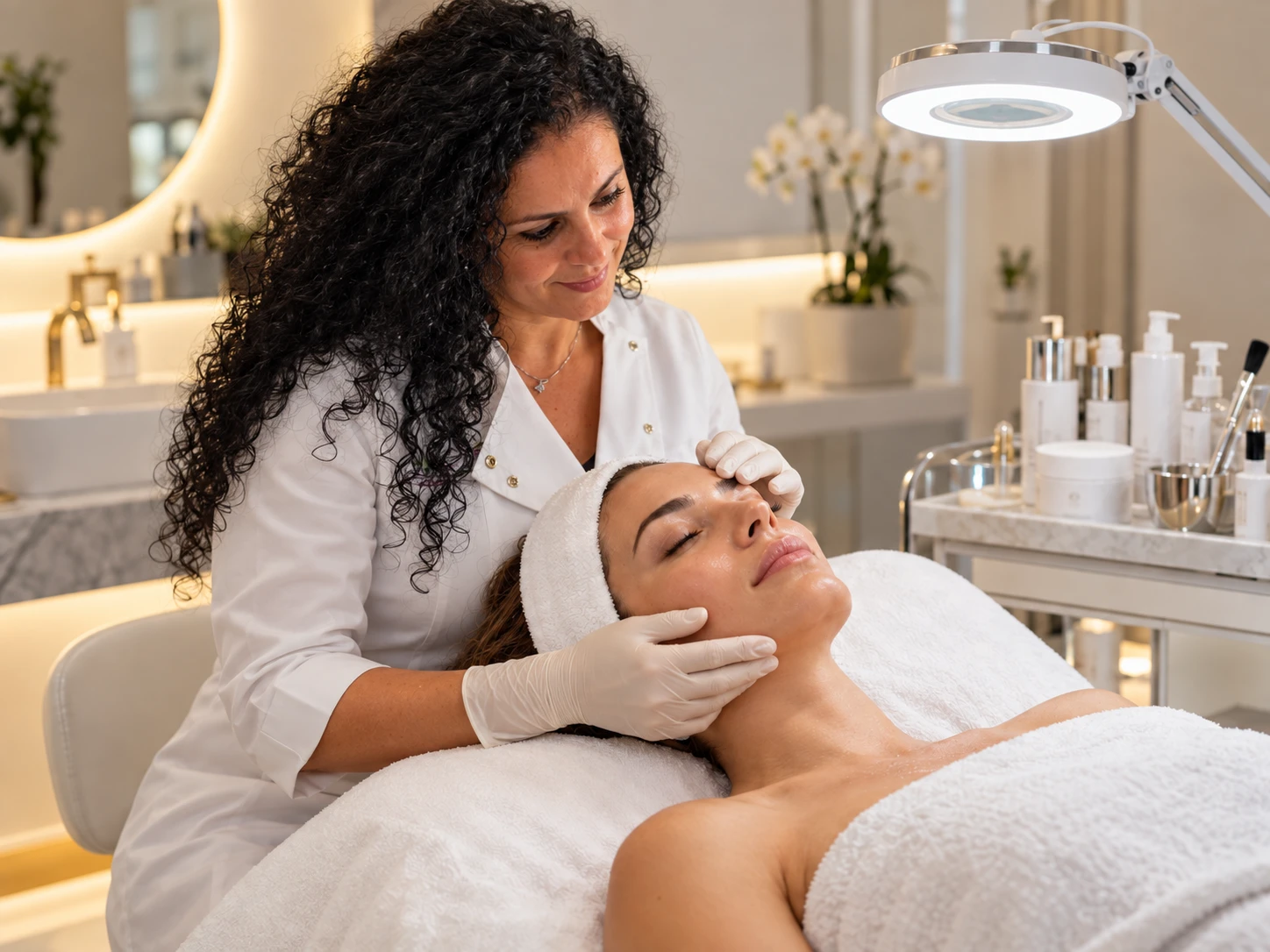 A Carla a realizar um tratamento facial de estética avançada